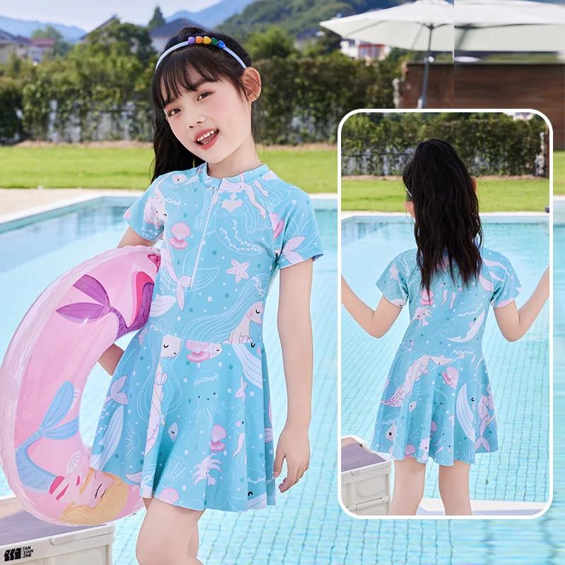 Maillot de bain enfant dauphin bleu dessin animé 2-14 ans vacances piscine mer été fille
