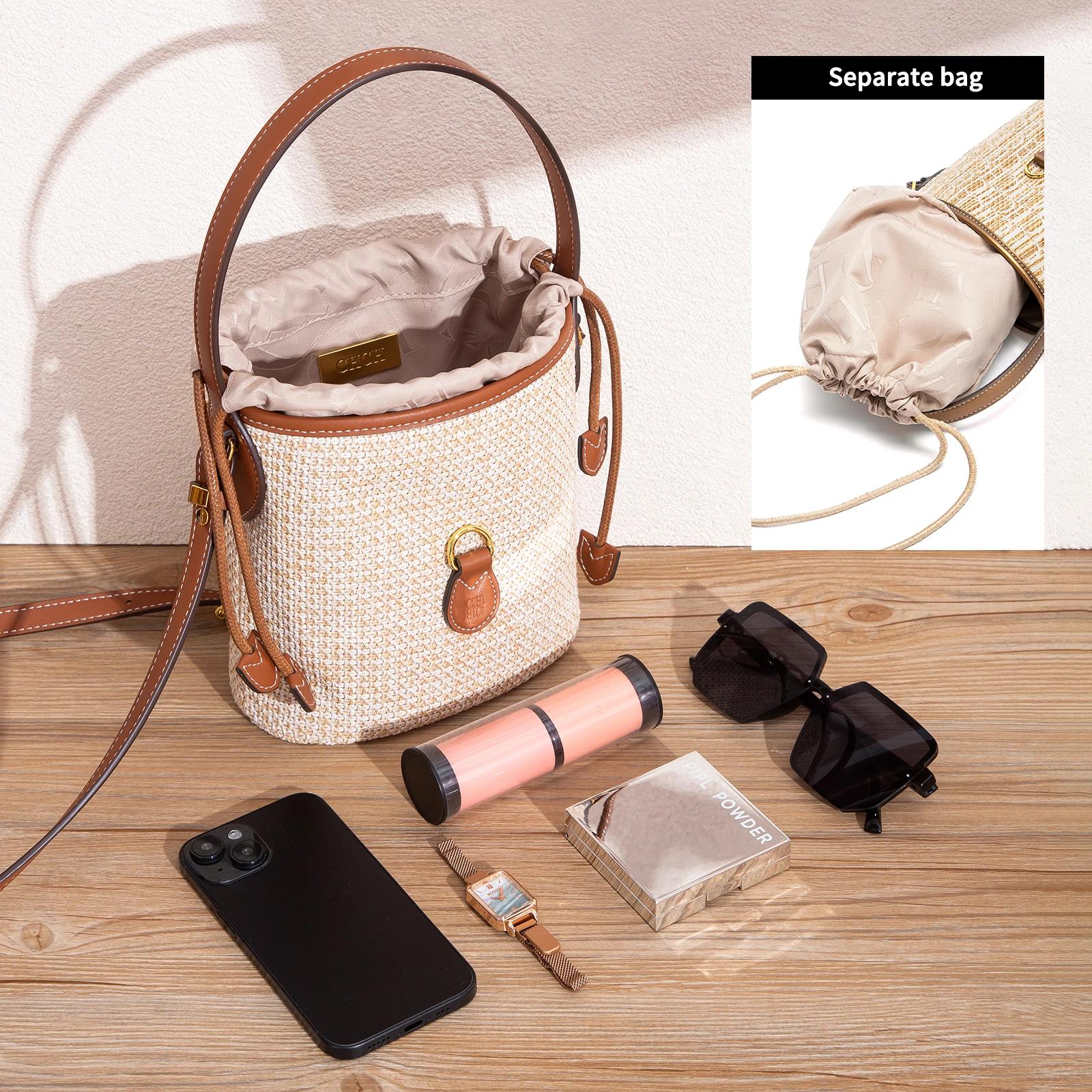 CHCH sac à bandoulière pour femme été nouveau PP herbe tissé sac à main sac de téléphone de vacances