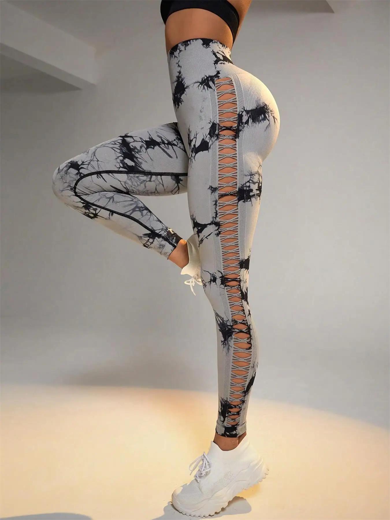 Leggings sans couture Tie Dye pour femmes, pantalons de Yoga taille haute, collants élastiques frois