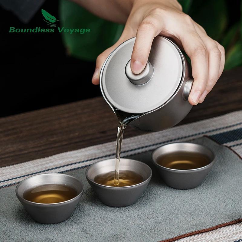 Boundless Voyage-Tasse à café à double paroi, théière en titane avec couvercle et filtre, théière ul
