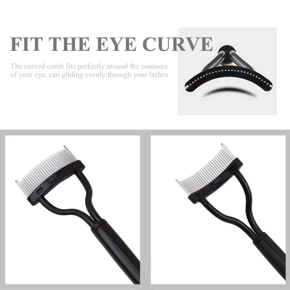 Séparateur de cils pliant 2 en 1, dents métalliques droites, recourbe-cils, brosse, peigne, Mascara,