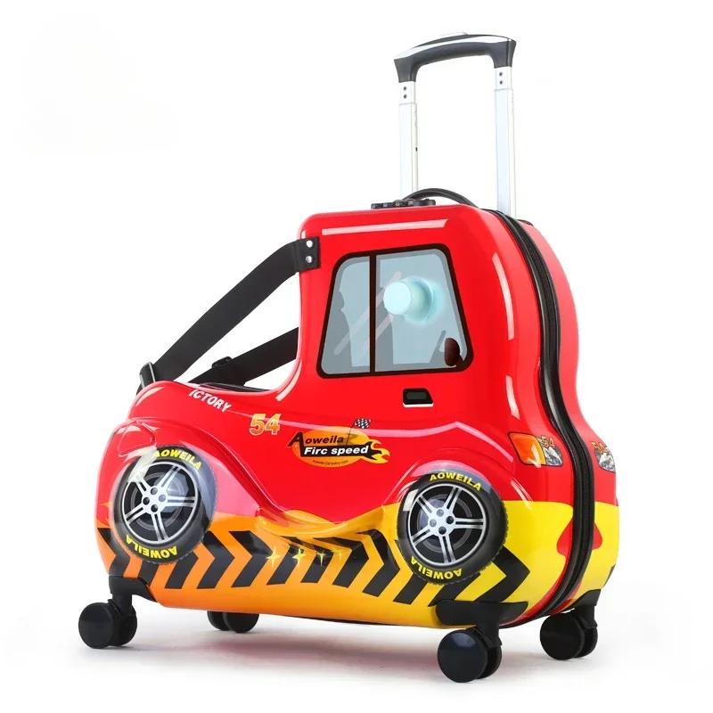 Valise de dessin animé pour enfants, valise pour enfants, chariot paresseux, bagages, assis et roulé