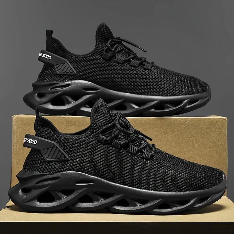 Hommes chaussures de sport décontractées respirant léger baskets en plein air maille noir chaussures