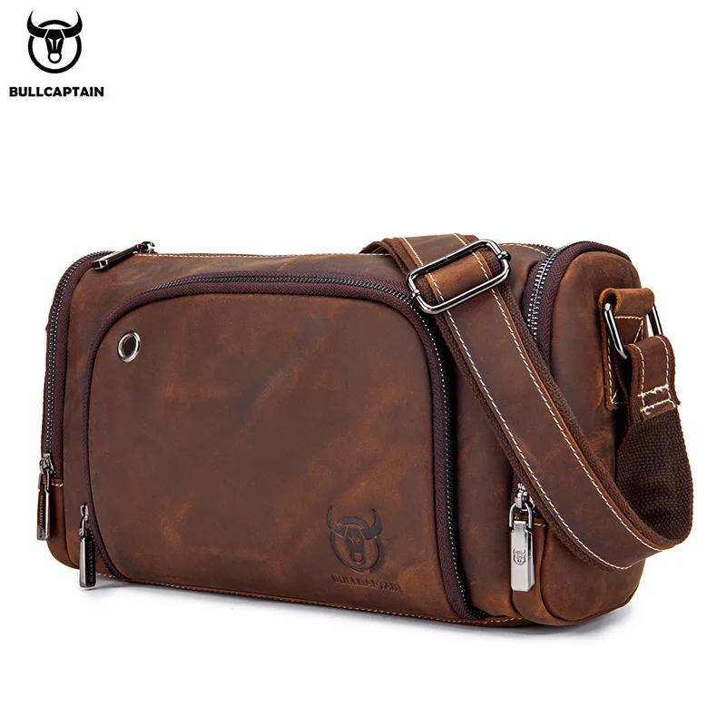 BULLCAPTAIN-Sac rétro en cuir de cheval pour homme, sacoche de bonne qualité, nouvelle collection 20