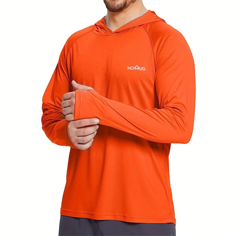 T-Shirt à capuche pour hommes, Performance UPF50 +, manches longues, décontracté, Protection solaire