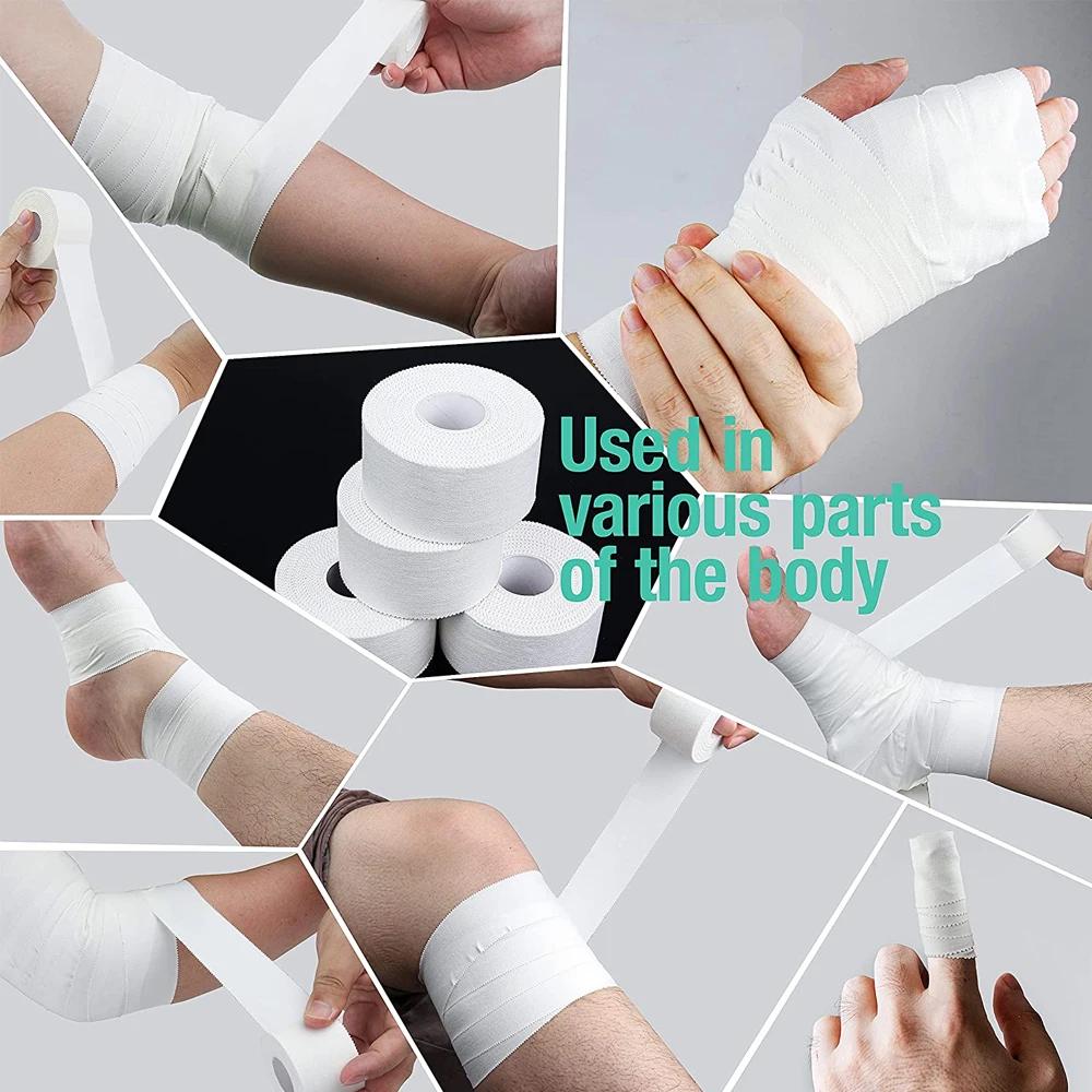 1 rouleau de ruban athlétique en coton blanc, bande adhésive de sport, Bandage élastique, genou, poi