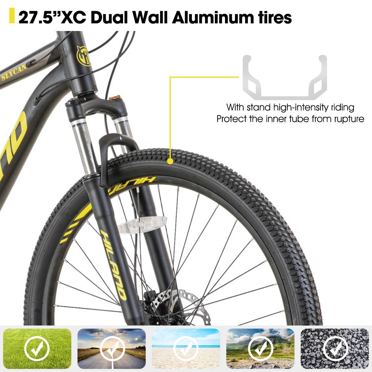 Hiland-Vélo de montagne à 21 vitesses en aluminium, freins à disque hydrauliques, fourche à suspensi