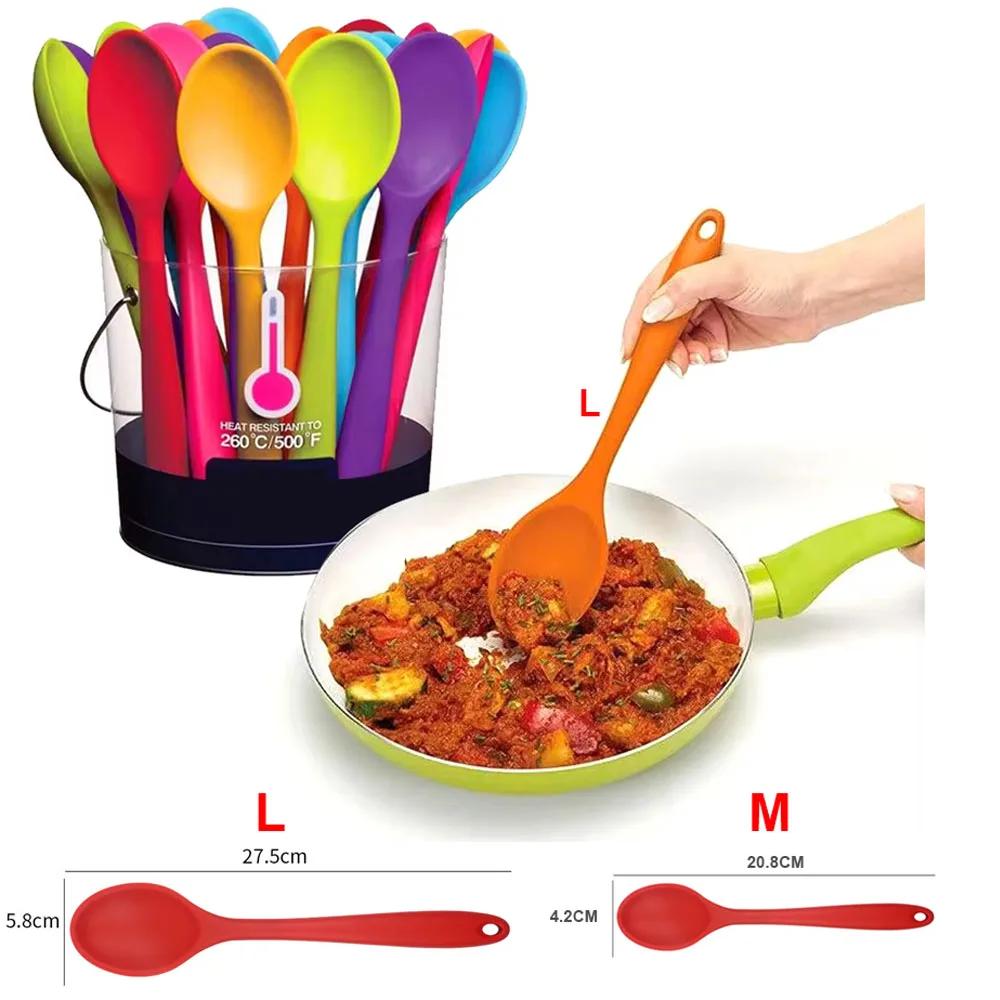 Pour une vie meilleure, cuillère en Silicone souple, remuant, vaisselle à Long manche, ustensiles de