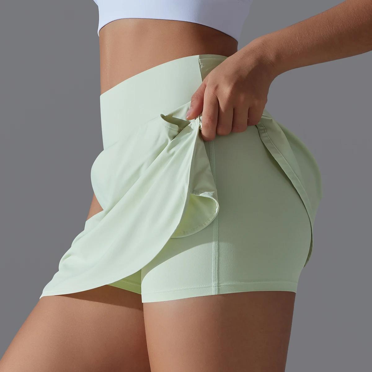 Jupe de yoga sport plein air - Tennis badminton - Taille haute respirante - Fitness athlétique courte