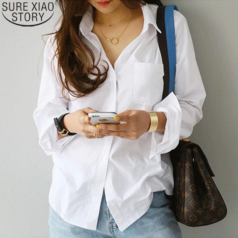 Chemisier en coton chemise blanche mode femmes Blusas Mujer De Moda OL Style hauts décontracté dames