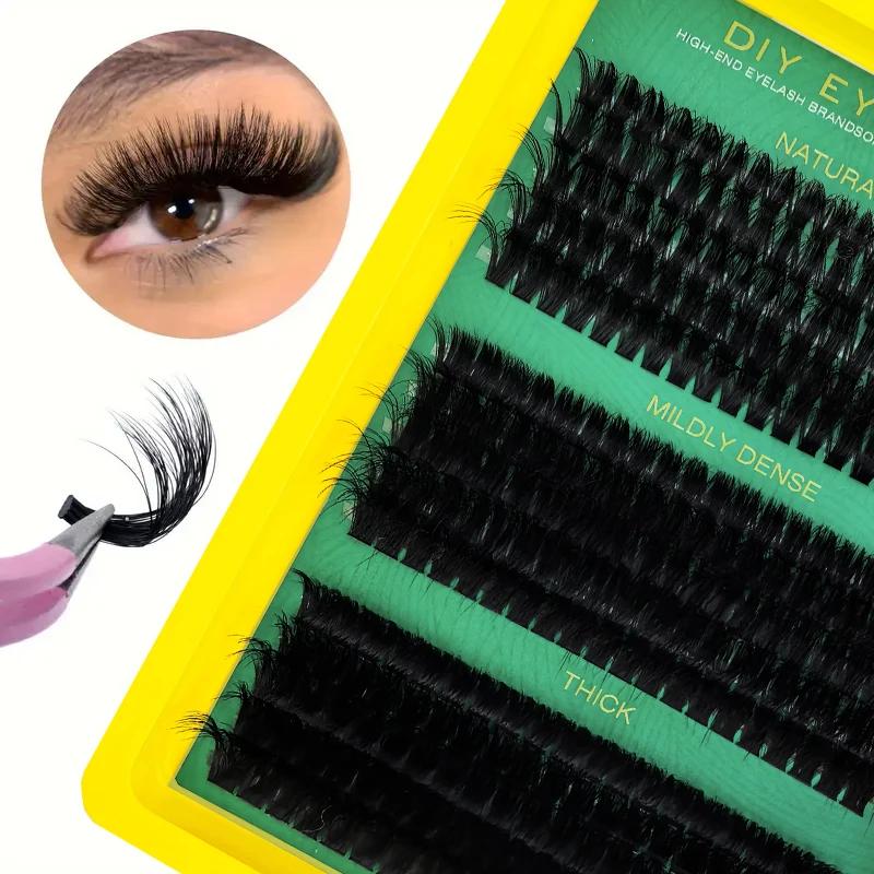 60D80D100D Faux cils épais de longueur mixte, style œil de chat bouclé en D pour un look moelleux et