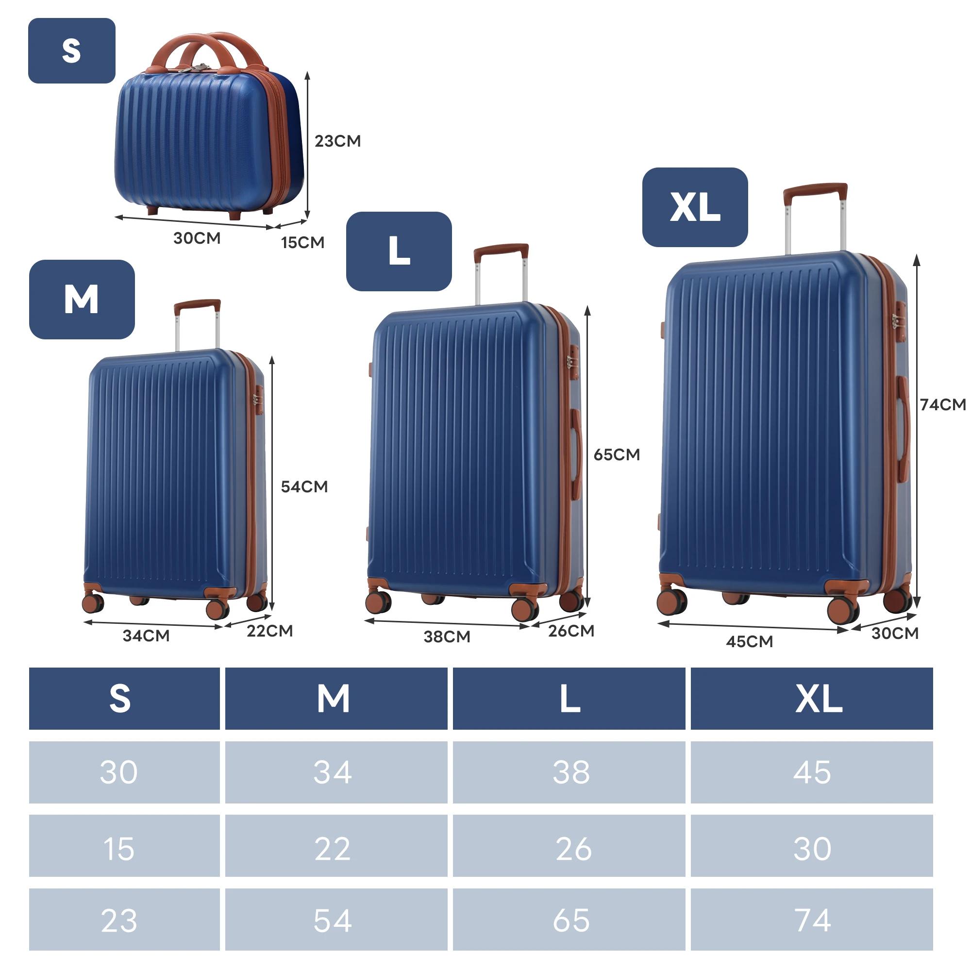 Anajqaqia Set de bagages, avec poignées télescopiques en métal, 360 °   Double roues, serrure TSA, e