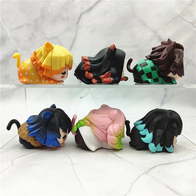 Figurines de sommeil de chat Demon Slayer, Kamado Tanjirou Kanroji Mitsuri, jouets Tokitou Muichirou