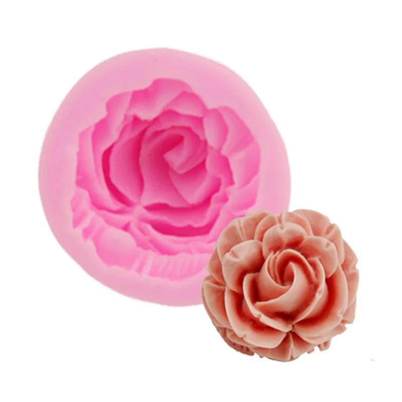 Moule 3D en Silicone avec fleur de Rose, outils de décoration de gâteaux, Fondant, décoration cadeau
