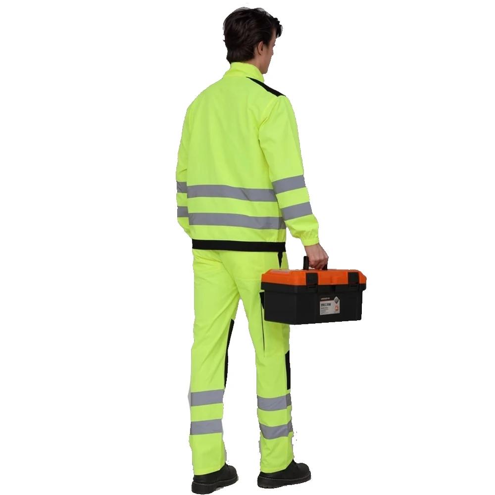 Pantalon de travail fin pour homme, jaune fluorescent, respirant, pantalon de protection pour la rép