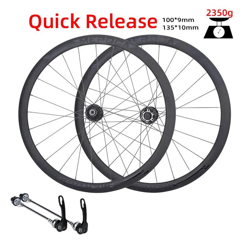 MEROCA-Paire de roues de vélo de route, frein à disque, dégagement rapide, appellation traversant, a