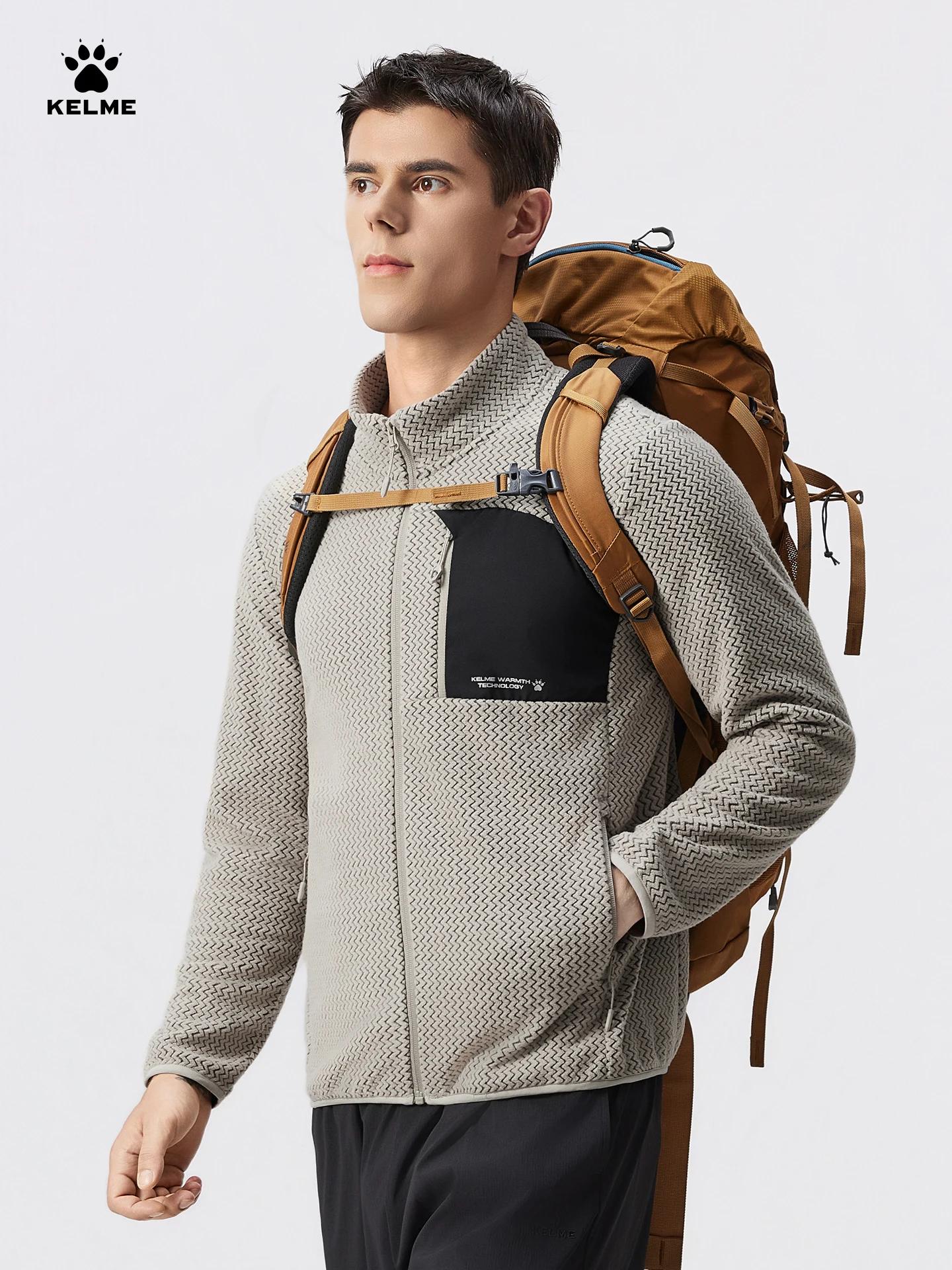 Veste de sport en polaire Kelme, cardigan d'hiver, veste tricotée à col montant, coupe-vent et chaud