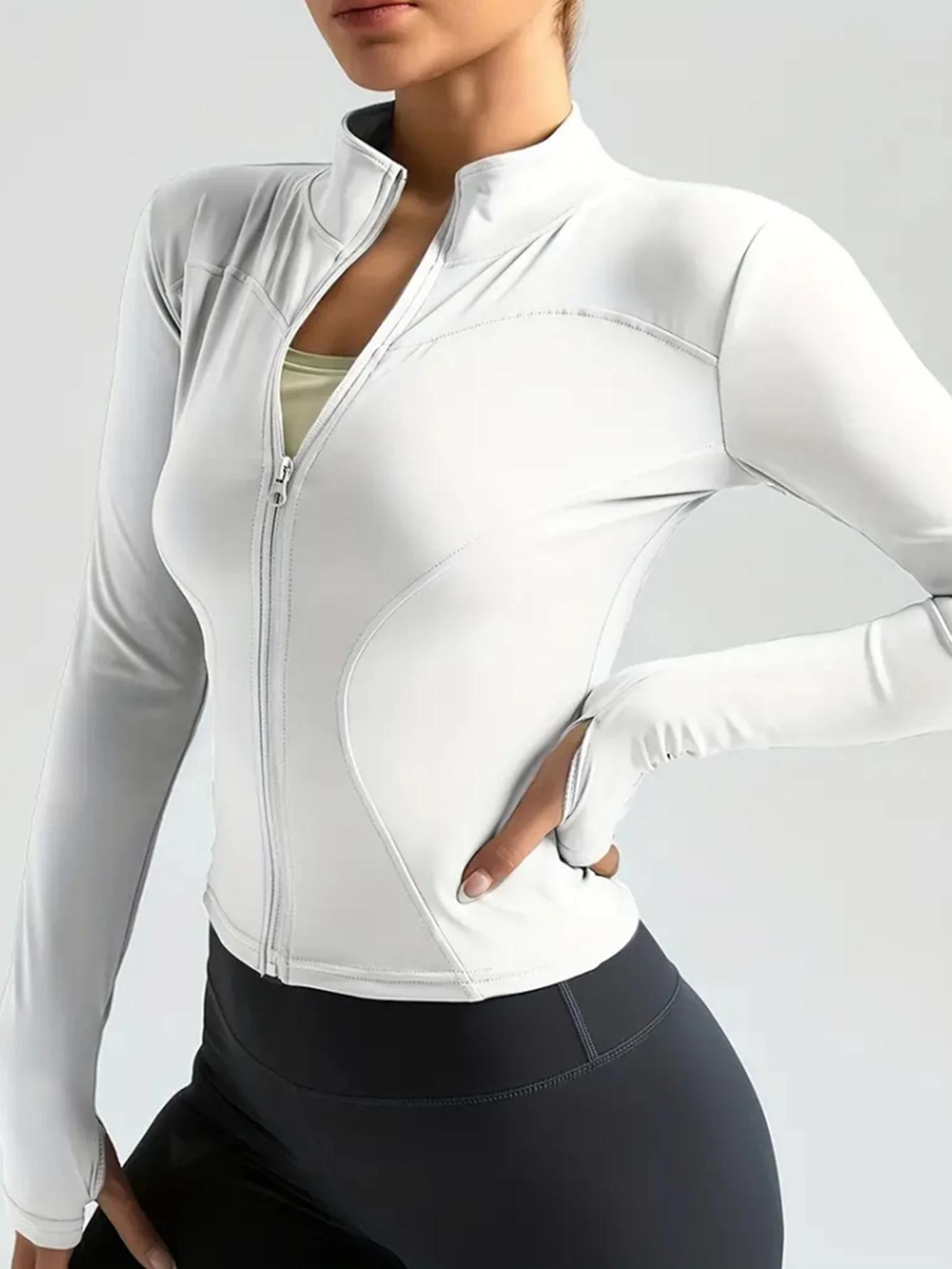 Vêtements de yoga pour femmes - Manteau sportif d'automne et d'hiver col montant à manches longues