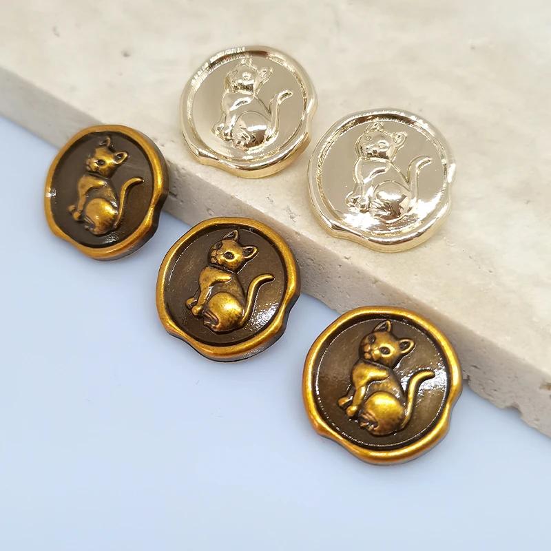 17.5/25MM mignon Vintage chat conception boutons en métal de vêtements en gros décor de mode bouton 