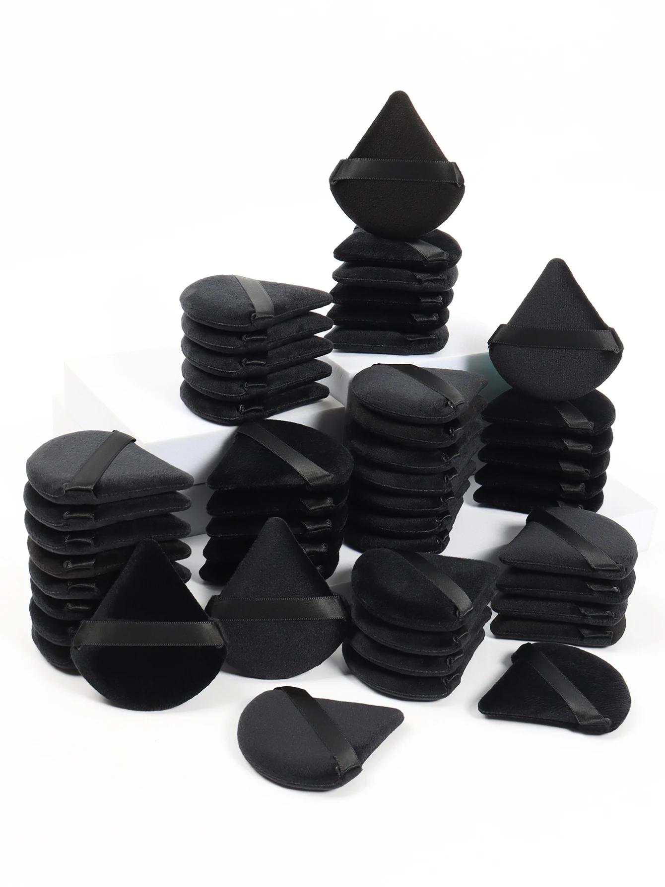 Triangle noir bouffée de poudre éponge de maquillage pour le visage doux velours cosmétiques bouffée