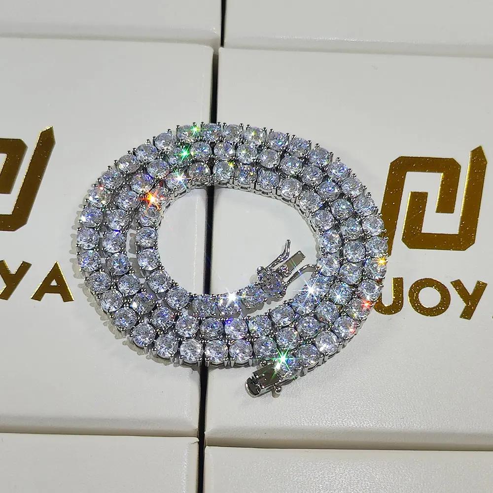 Hip-Hop 1 rangée Cz Tennis chaîne collier cubique Zircon glacé 3Mm 4Mm 5Mm 6Mm 18/K rappeur collier 