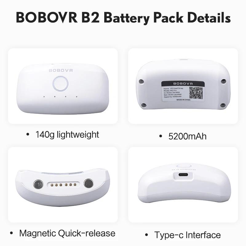BOBOVR B2 batterie pour M3 Pro batterie de rechange de remplacement 5200mAh connexions magnétiques p