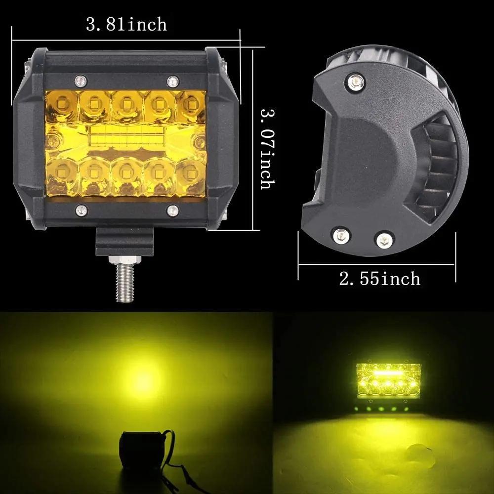 Projecteur de travail jaune pour voiture tout-terrain, barre lumineuse avec attelage de remorquage u