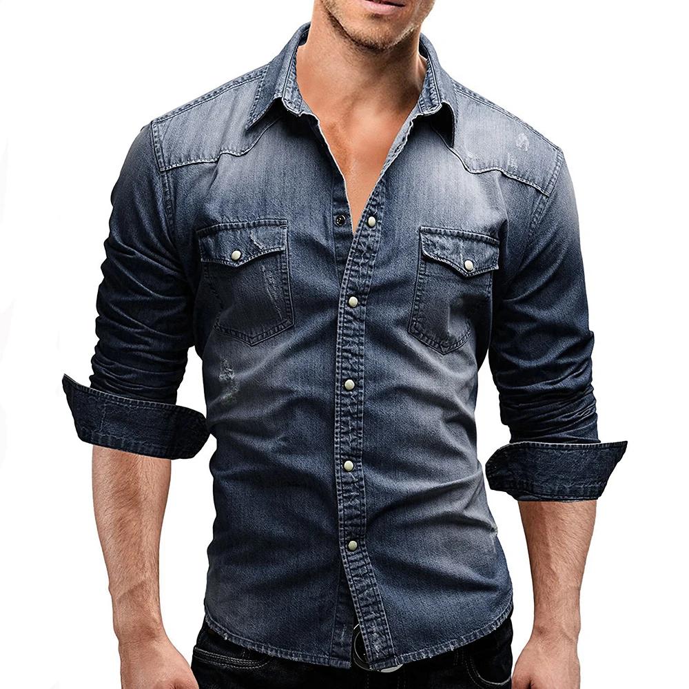 T-shirt en Denim à manches longues pour homme