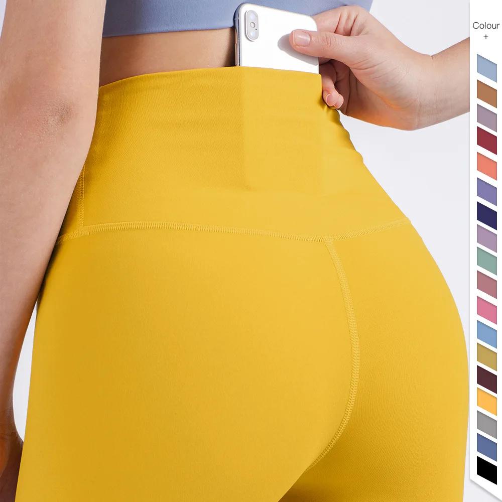 Leggings yoga femmes pantalon sport - Taille haute serré doux jogging entraînement dos poches