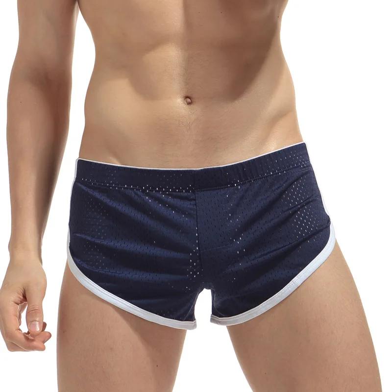 Sous-vêtements en maille pour hommes, pantalon court de sommeil, sexy, taille basse, coffre, grande taille