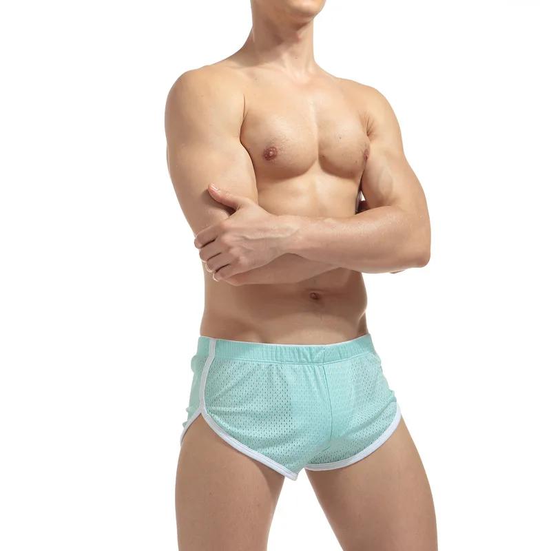 Sous-vêtements en maille pour hommes, pantalon court de sommeil, sexy, taille basse, coffre, grande taille