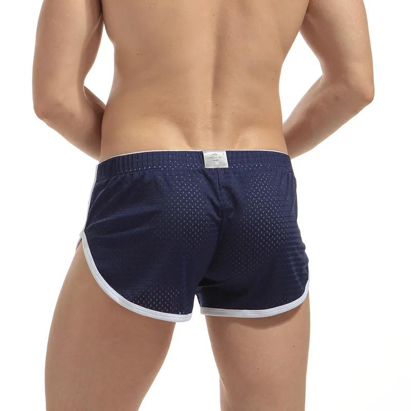Sous-vêtements en maille pour hommes, pantalon court de sommeil, sexy, taille basse, coffre, grande taille