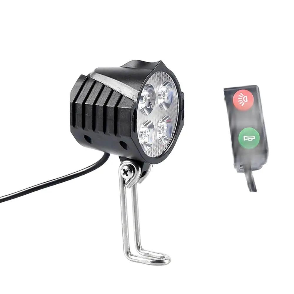Lumière de vélo électrique/lumière de vélo électrique 12W 36V 48V avec interrupteur de klaxon lampe de poche étanche