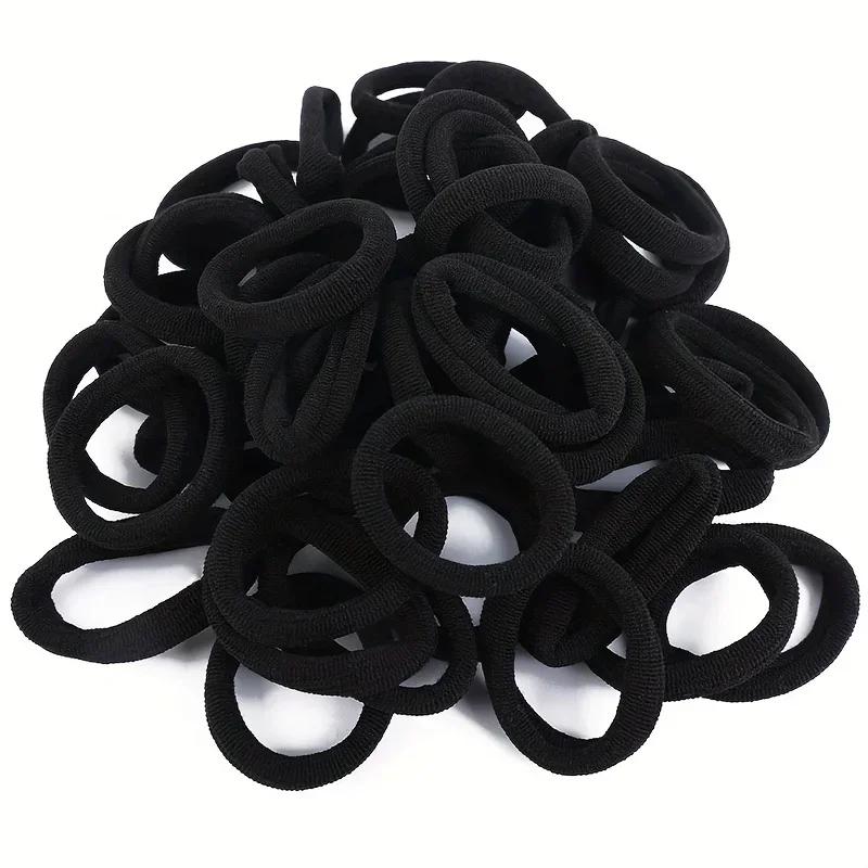 Bandes de cheveux à haute élasticité pour filles, bandeau noir, attaches en caoutchouc, support queue de cheval, chouchous, accessoires de cheveux pour enfants