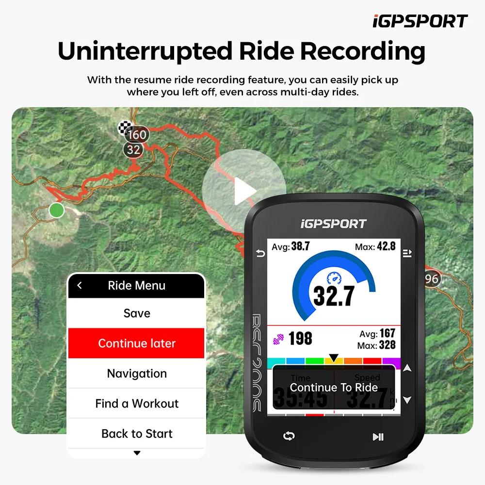 Ordinateur de vélo GPS iGPSPORT BSC200S avec navigation d'itinéraire, écran couleur, compteur de vitesse sans fil, odomètre de cyclisme, Bluetooth et ANT+