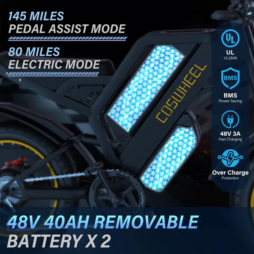 Vélo électrique Coswheel pour adultes, 2000W, 60V, moto tout-terrain, VTT, vélo électrique 20 pouces, Fatbike, motos électriques, E-bike
