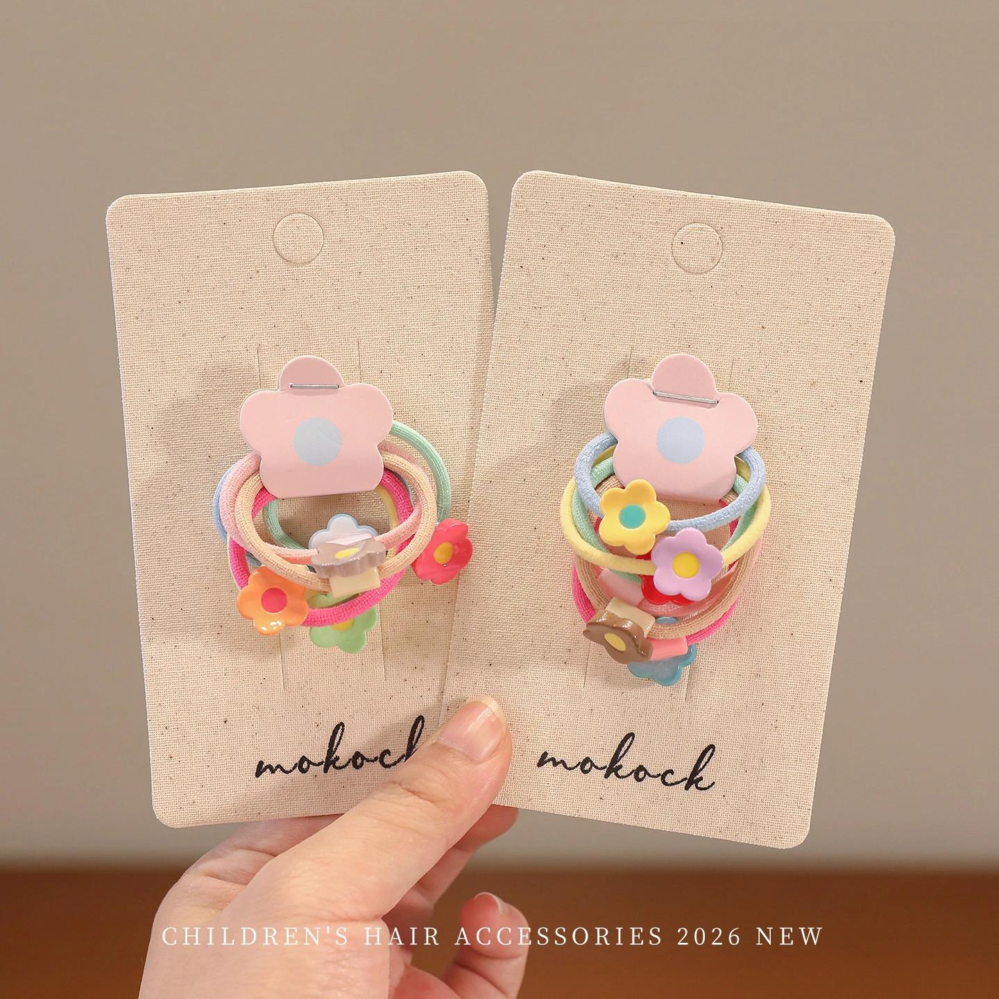 Élastiques à cheveux pour bébé, motif dessin animé mignon, haute élasticité, ne blesse pas les cheveux, élastiques colorés en forme de fleur et de bonbon pour tout-petits, accessoires capillaires pour
