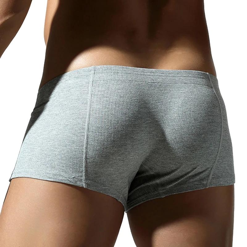 Sous-vêtements plats pour hommes, en coton synthétique, haute élasticité, surélevés, décoration de boutons, coupe slim confortable, couleur unie