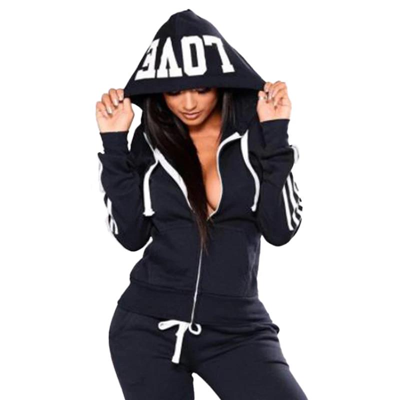 Mode femmes survêtements tenue de sport Jogging costumes dames à capuche survêtement ensemble vêtements sweats à capuche + pantalons de survêtement survêtements