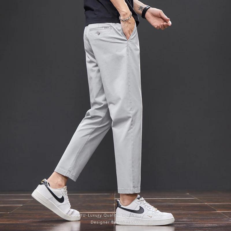 Pantalon décontracté d'été pour homme en coton (98 %) longueur cheville