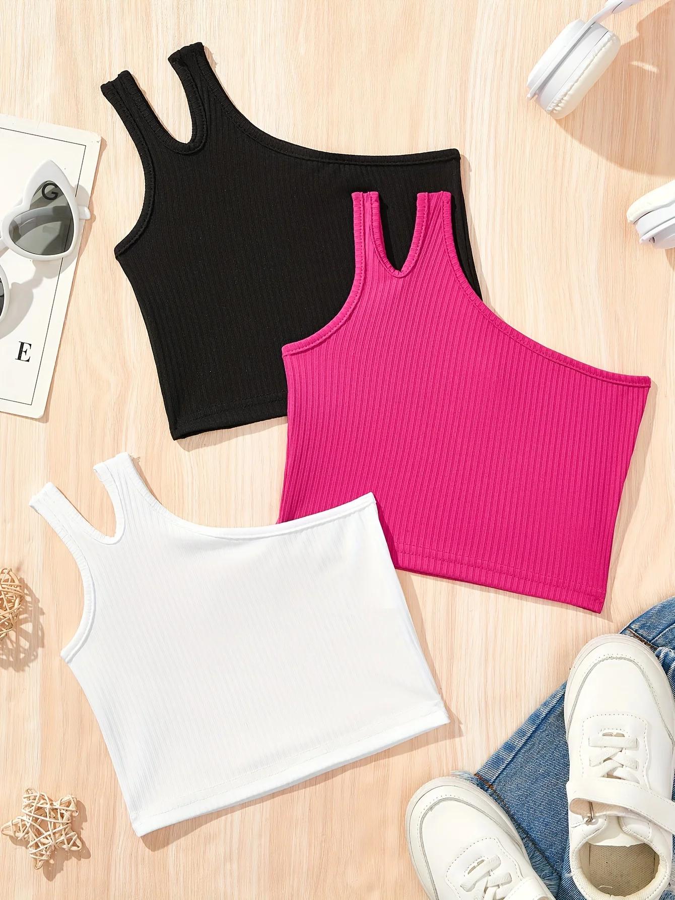 Vêtements pour enfants, gilets de sport à la mode pour filles, vêtements d'été sportifs décontractés et tendance pour enfants, adaptés aux filles âgées de 1 à 8 ans, hauts polyvalents pour la maison e