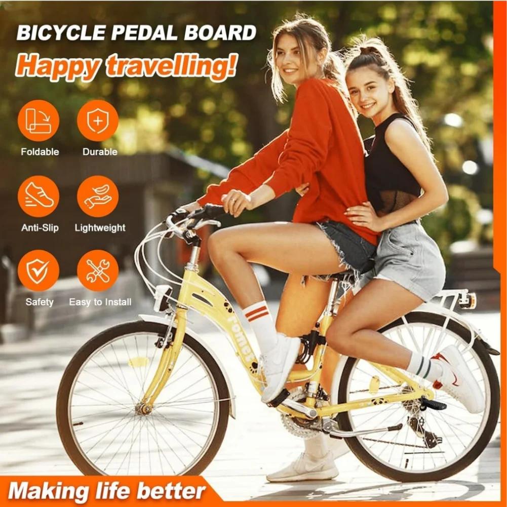 Pédale arrière de vélo pour vélo électrique, conception pliable, matériau en alliage d'aluminium, motif antidérapant, large Application