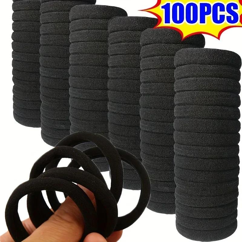 Bandes de cheveux à haute élasticité pour filles, bandeau noir, attaches en caoutchouc, support queue de cheval, chouchous, accessoires de cheveux pour enfants