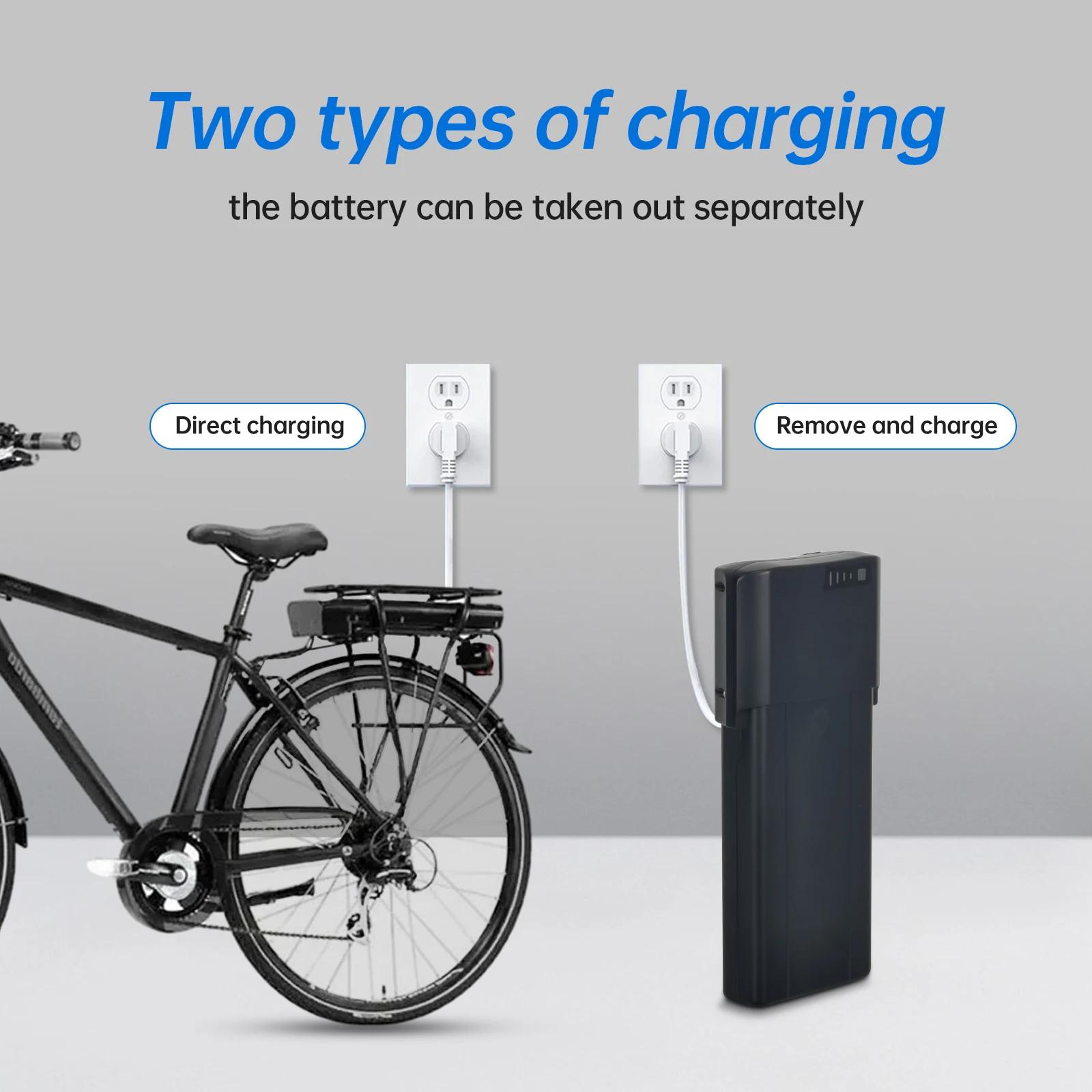 Batterie de vélo électrique de support arrière 36v 8.8ah 10.4ah 11.6ah 14ah avec chargeur BMS 36v lithium ion akku pour 350w 500w