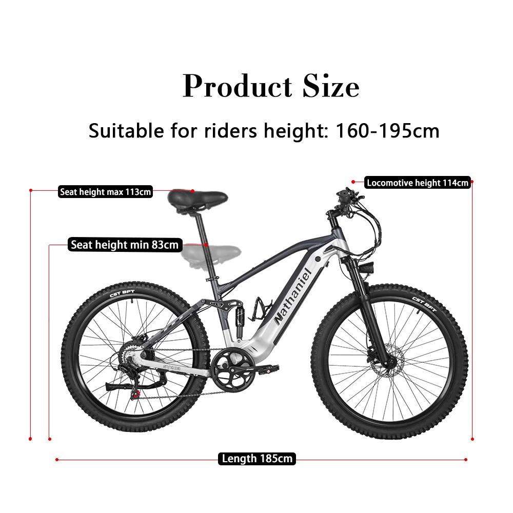 Vélo électrique 1000W 48V 20AH, E-Bike 27,5 pouces longue portée pour la montagne et la route, Vélo électrique pour adultes, VTT