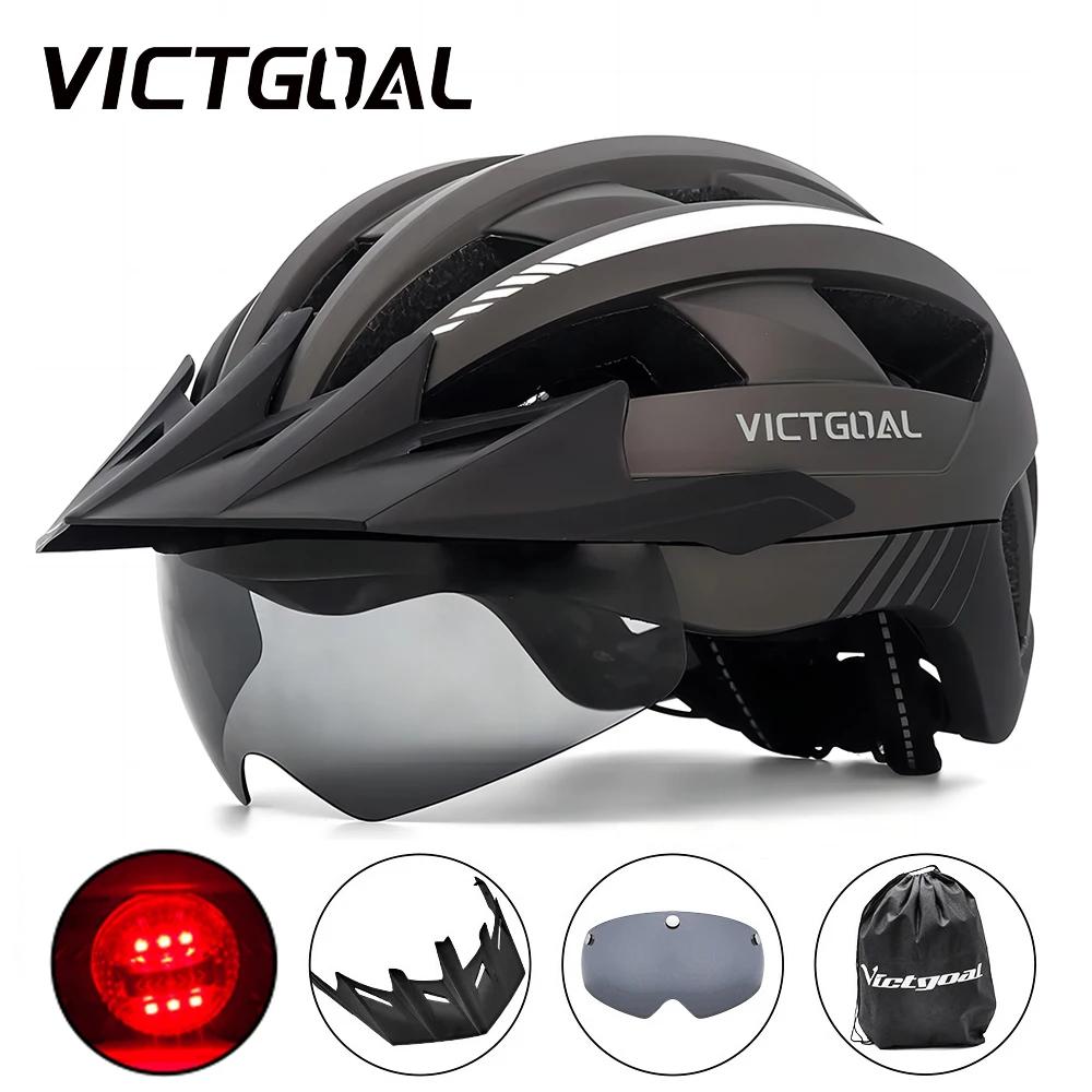 TGOAL-Casque de vélo avec feu arrière LED et pare-soleil pour homme et femme, pour cyclisme sur route et VTT