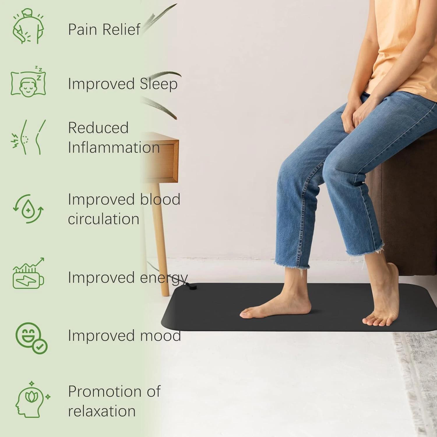 Tapis de mise à la terre pour le sommeil 30 x 60 cm Tapis de mise à la terre naturel bien-être pour améliorer la circulation, réduire l'inflammation et soulager la douleur/anxiété