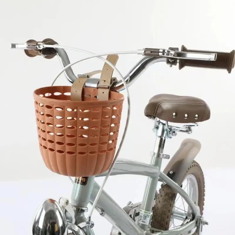 Panier de vélo pour enfants, panier de rangement durable avec sangles réglables en PU, panier de guidon pour enfants, filles, cyclisme en plein air, tout-petits