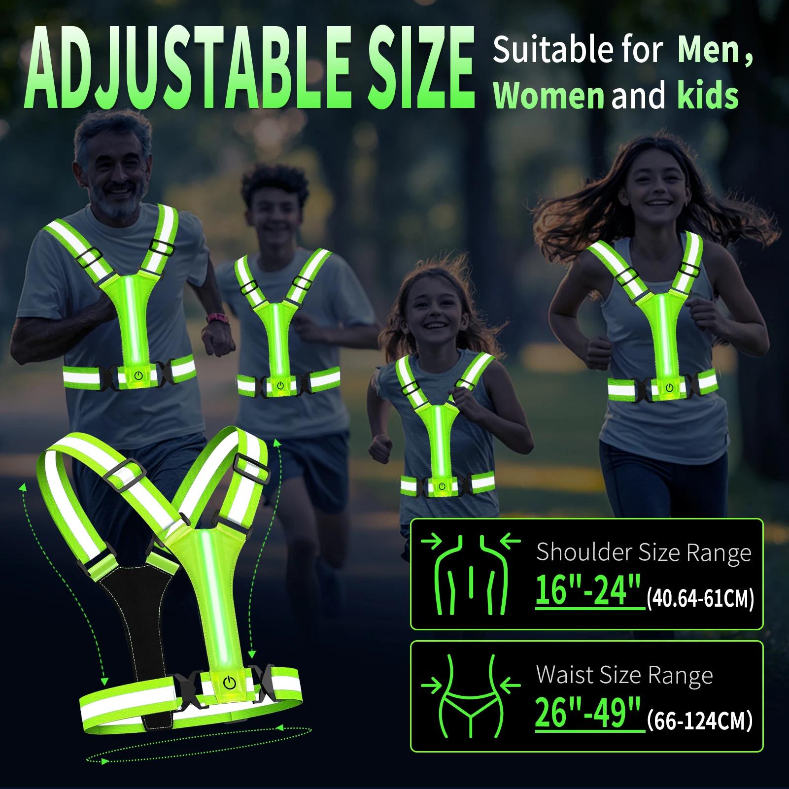 Gilet de course LED rechargeable USB - Haute visibilité nocturne pour running et équitation - Sangles réfléchissantes
