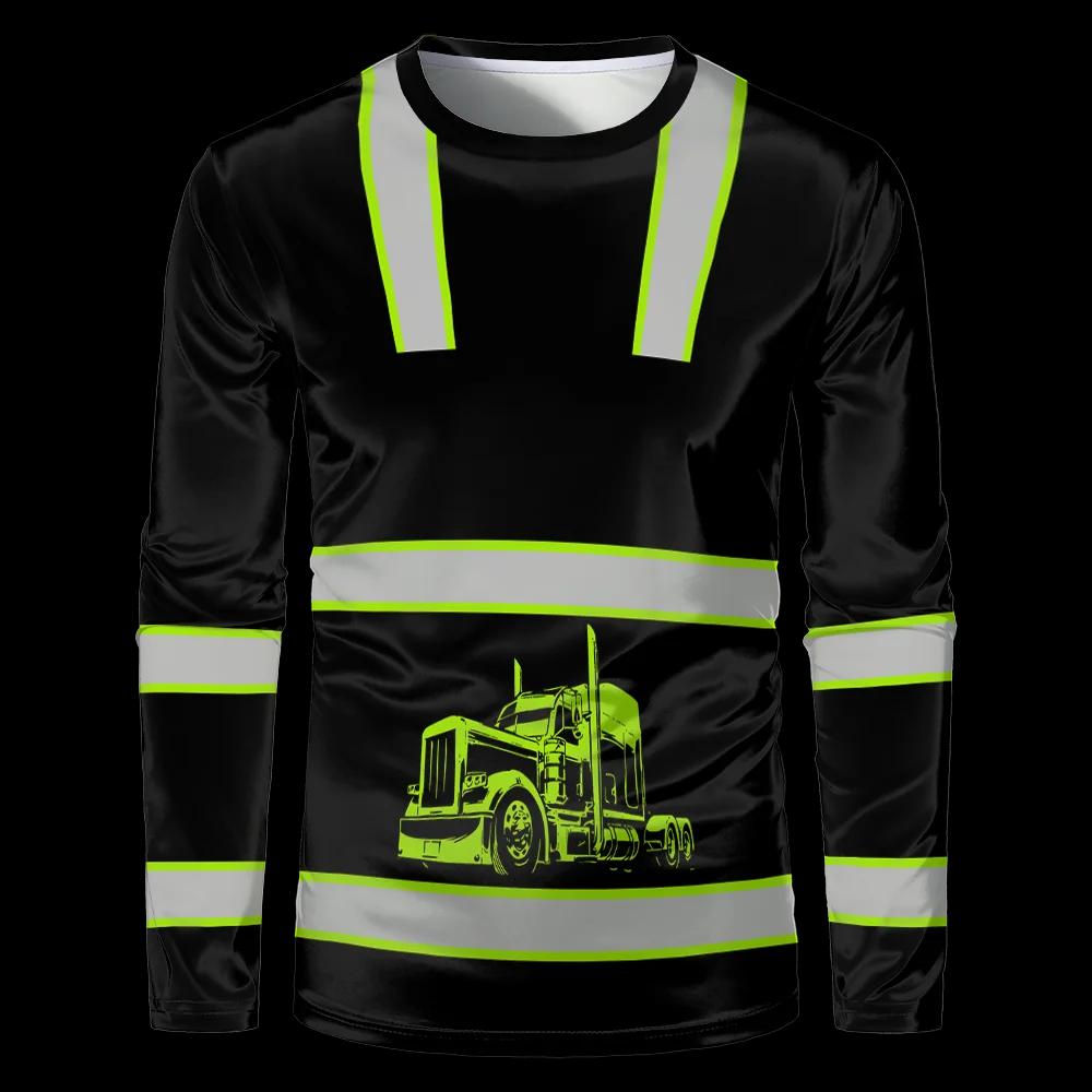 Uniformes de travailleurs de la Construction T-shirt pour hommes ample décontracté classique col rond hauts à manches longues vêtements de travail confortables et respirants